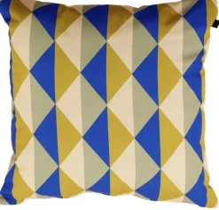 Intratuin sierkussen Silke blauw / geel / beige 45 x 45 cm