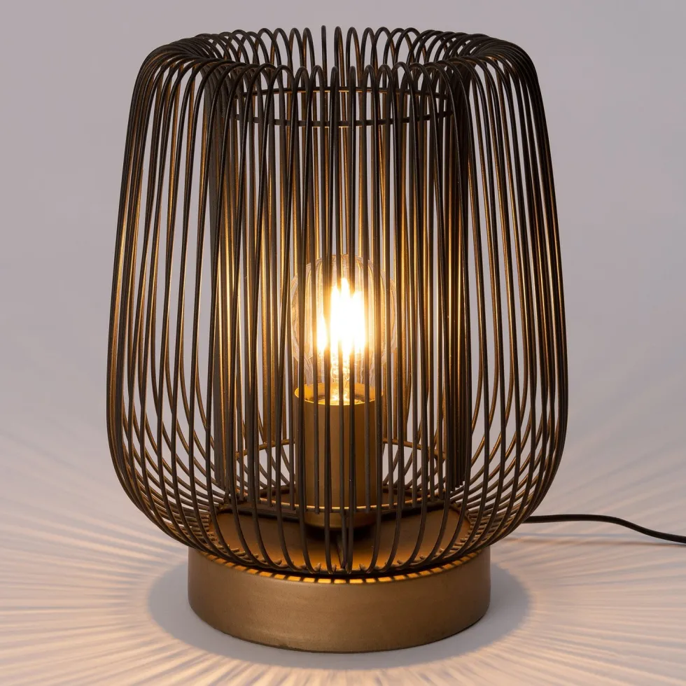 Intratuin tafellamp Jess zwart;goud D 28 H 38,5 cm
