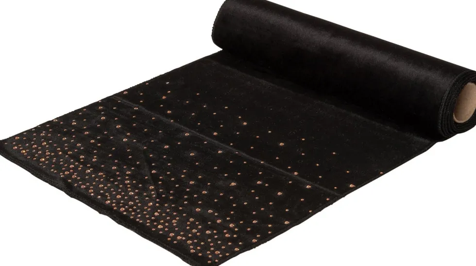 Intratuin tafelloper Strass zwart / koper 180 x 35 cm