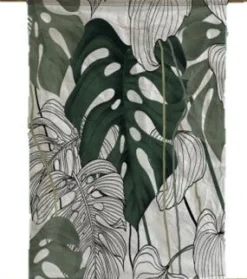 Intratuin wanddoek Monstera wit / groen 90 x 60 cm