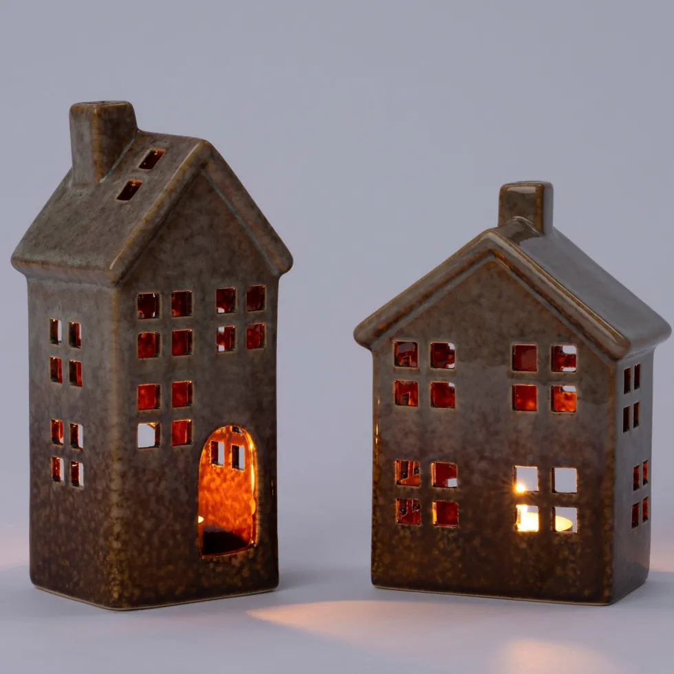 Intratuin waxinelichthouder Alain bruin 8 x 7,1 x 17,7 cm