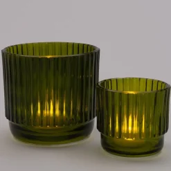 Intratuin waxinelichthouder Ties groen D 12 H 12 cm
