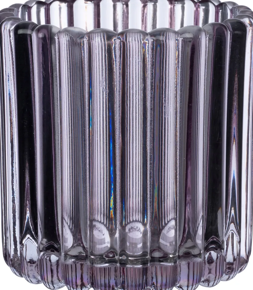 Intratuin waxinelichthouder Ola zilver / paars D 7 H 7,5 cm