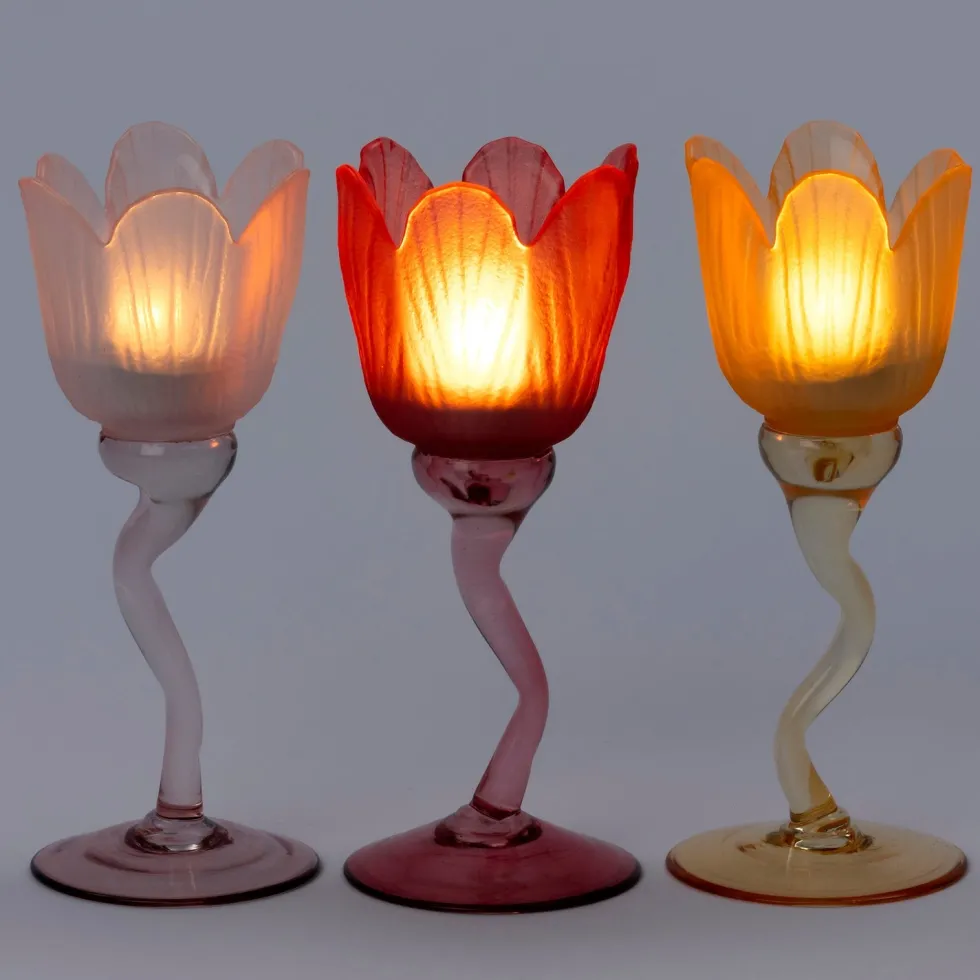 Intratuin waxinelichthouder Ave donkerroze 8,5 x 8 x 19,5 cm