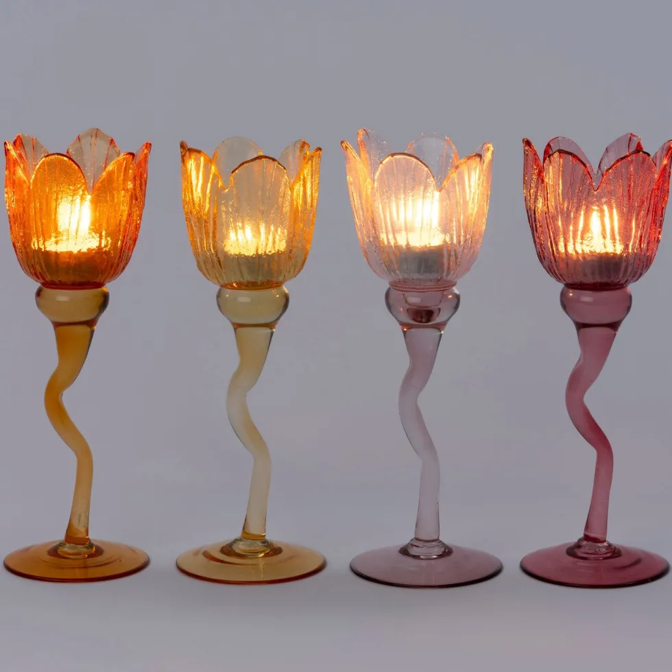 Intratuin waxinelichthouder Ave geel 8,5 x 8 x 22,5 cm