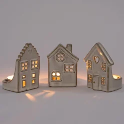 Intratuin waxinelichthouder Anja huisje wit 5,5 x 6 x 8,7 cm