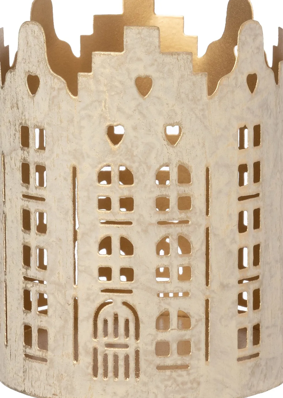 Intratuin waxinelichthouder Lendo huisjes wit / goud D 10 H 15 cm