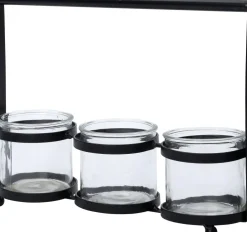Intratuin waxinelichthouder met 3 houders zwart 36 x 11 x 26 cm