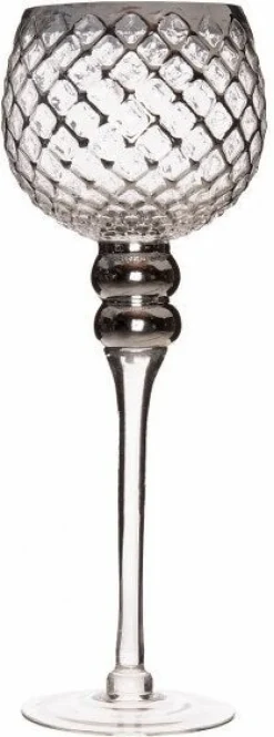 Intratuin waxinelichthouder op voet Coby zilver D 12 H 30 cm