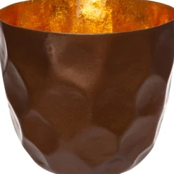 Intratuin waxinelichthouder Loki gehamerd koper / goud D 12 H 11 cm
