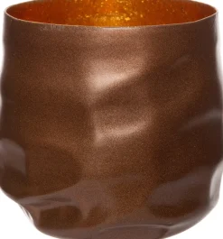 Intratuin waxinelichthouder Loki gegolfd koper / goud D 8 H 7 cm