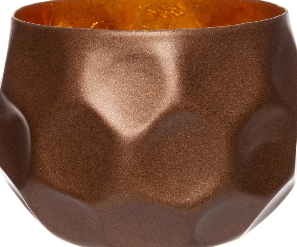 Intratuin waxinelichthouder Loki gehamerd koper / goud D 8 H 7 cm