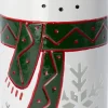Intratuin windlicht sneeuwpop wit / groen / rood 18,5 x 18,5 x 38,5 cm