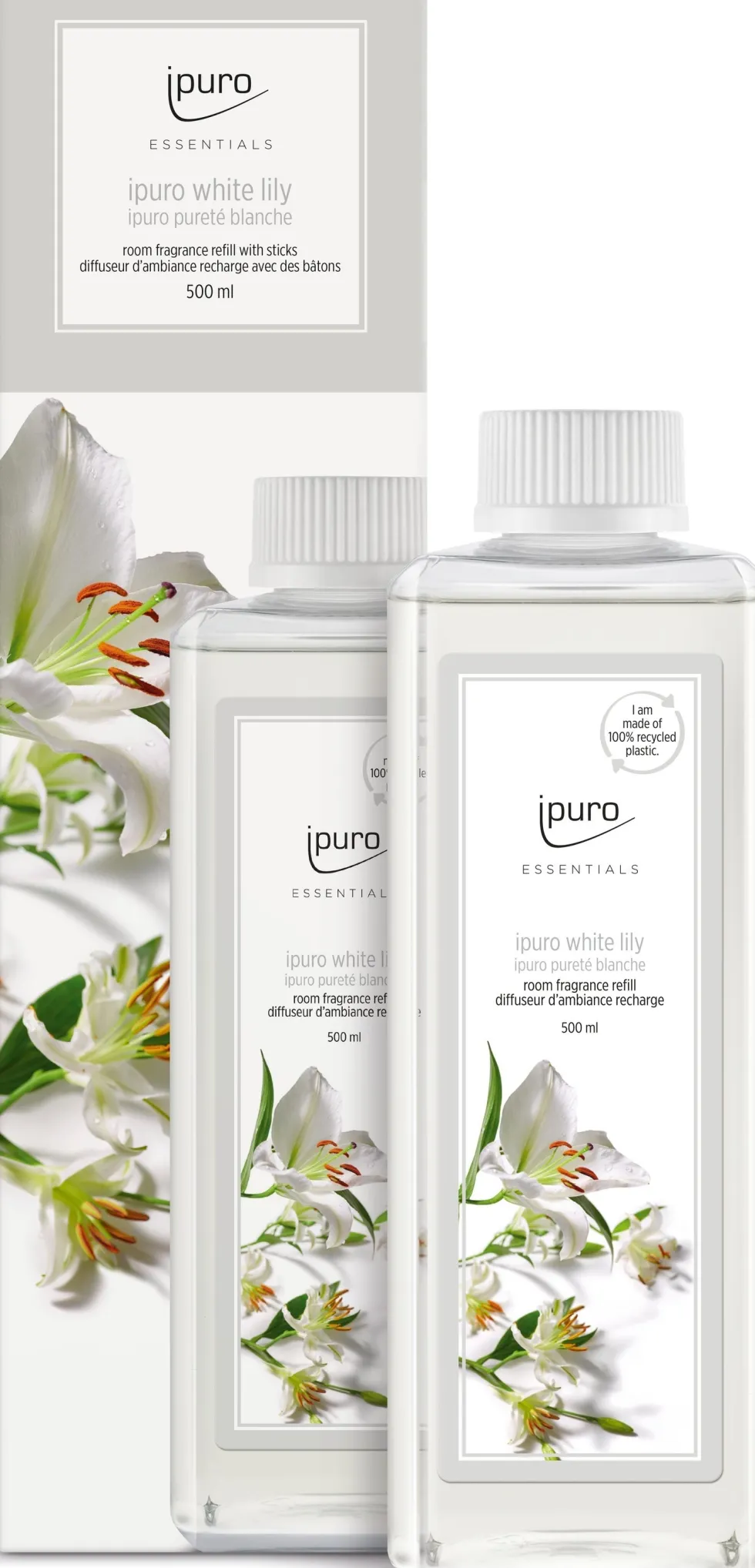 Ipuro geurstokjes navulling White Lily fris 500 ml