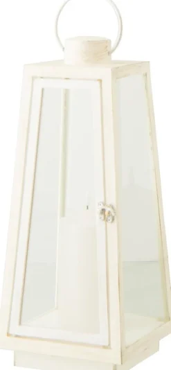 J-Line kandelaar met LED kaars wit 17 x 17 x 40 cm