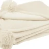 J-Line plaid pompom crème 170 x 130 cm