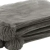 J-Line plaid pompom grijs 170 x 130 cm