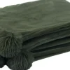 J-Line plaid pompom groen 170 x 130 cm