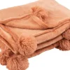 J-Line plaid pompom roze 170 x 130 cm