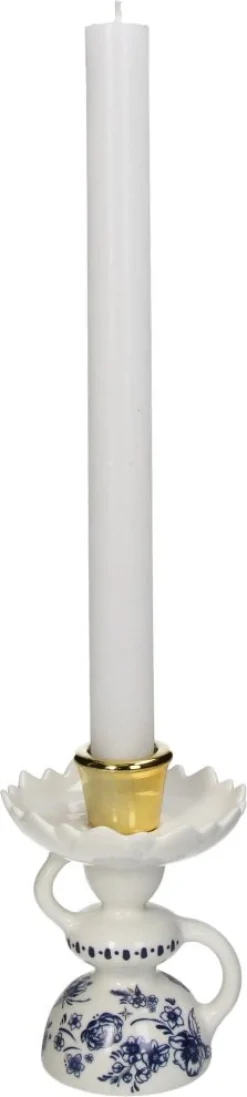 Kandelaar Clara wit / goud D 9 H 12 cm