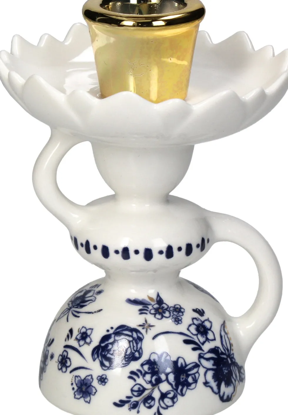 Kandelaar Clara wit / goud D 9 H 12 cm