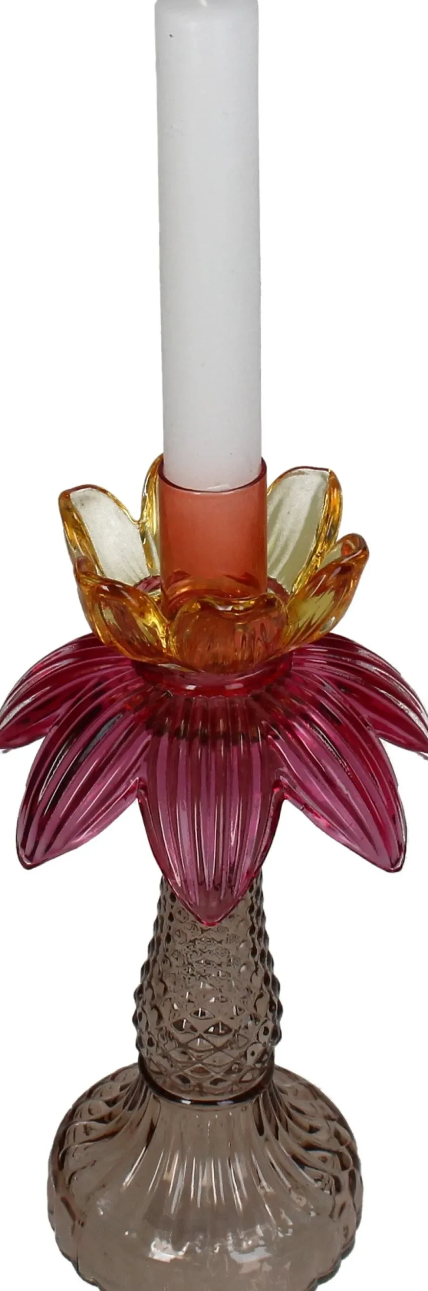 Kandelaar Flora oranje / roze / bruin D 11 H 22,5 cm