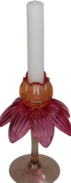 Kandelaar Flora rood / paars D 11 H 17 cm