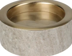 Kandelaar grijs / goud D 10,5 H 4,5 cm
