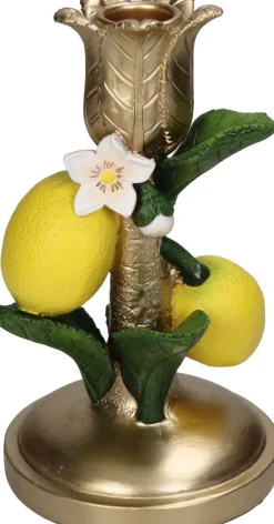 Kandelaar Lemon goud / geel / groen 10 x 10 x 17,5 cm