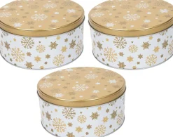 Kerstblik sneeuwvlokken goud 19,7 x 19 x 8,6 cm 3 stuks