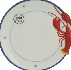 Kitchen Goods & More bord Kreeft wit / rood / blauw D 16 H 2 cm