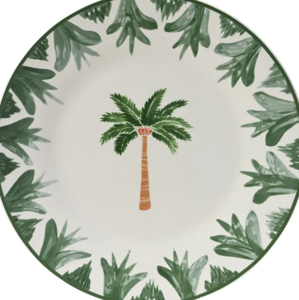 Kitchen Goods & More dinerbord Palm wit / groen D 26,8 H 2,6 cm