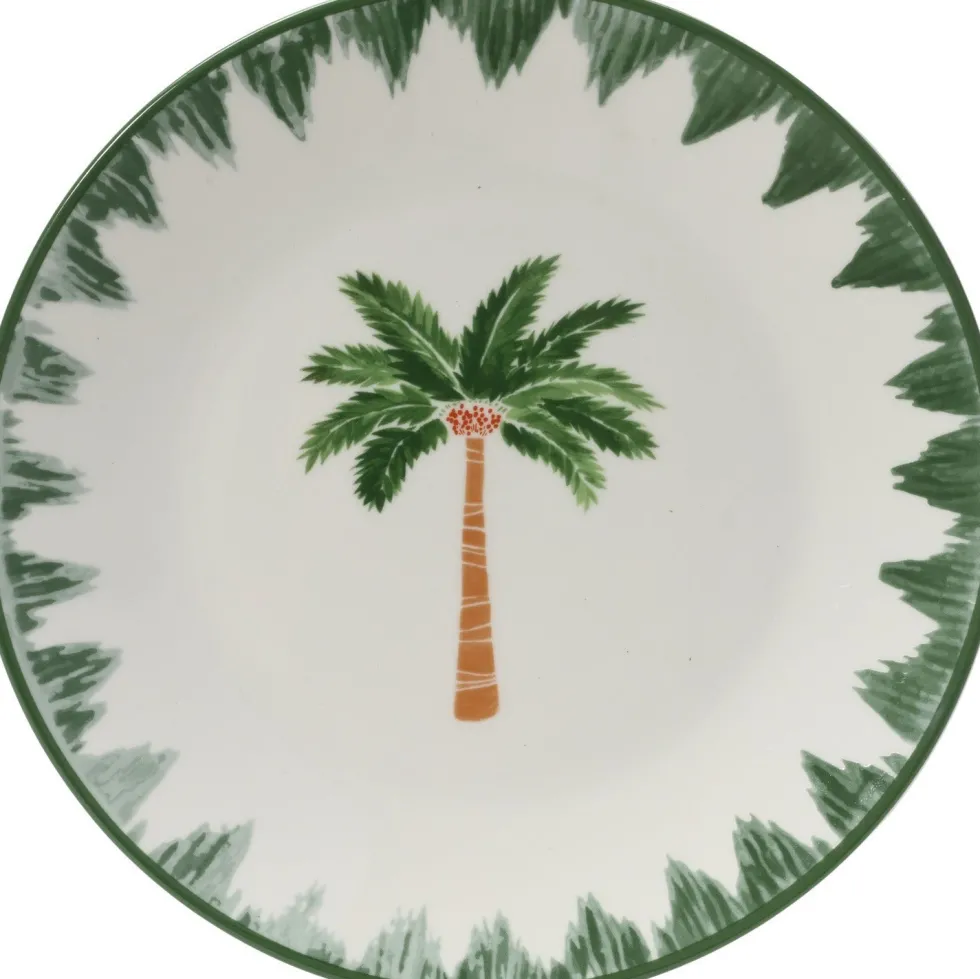 Kitchen Goods & More ontbijtbord Palm wit / groen D 18,8 H 1,9 cm