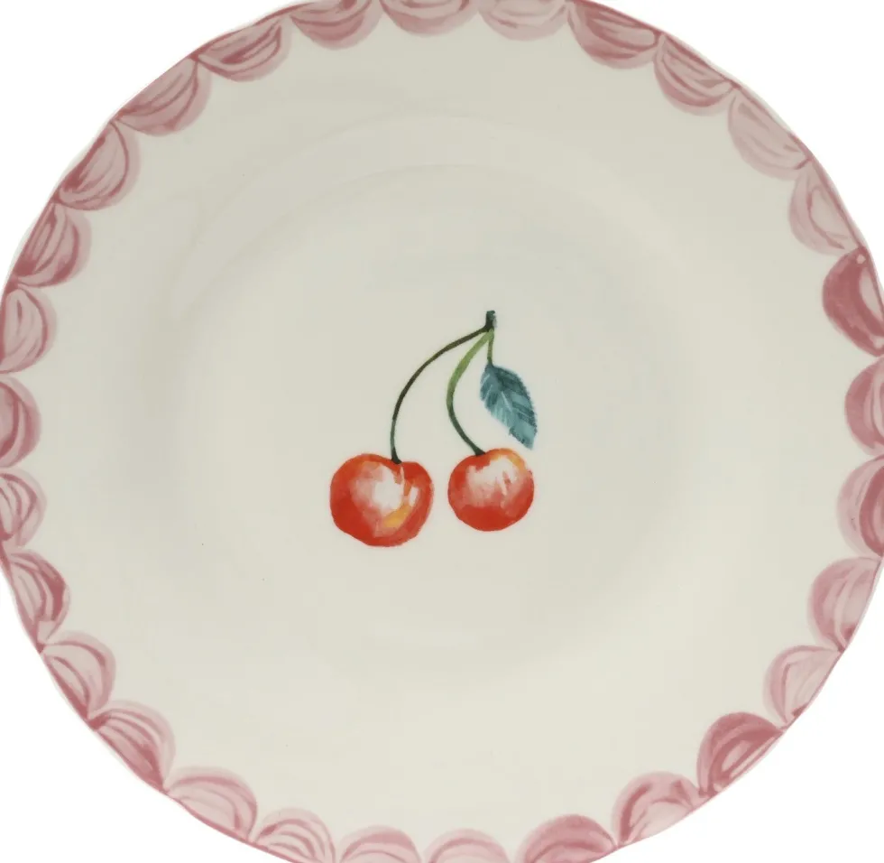 Kitchen Goods & More ontbijtbord roze / wit D 20,6 H 1,9 cm