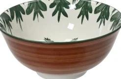 Kitchen Goods & More schaal Palm groen / wit D 15,6 H 7 cm