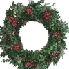 Krans bladeren met besjes Rae groen / rood D 38 H 5 cm