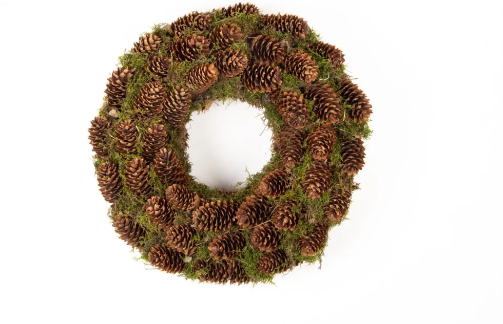 Krans mos met dennenappels Rema naturel D 30 H 5 cm