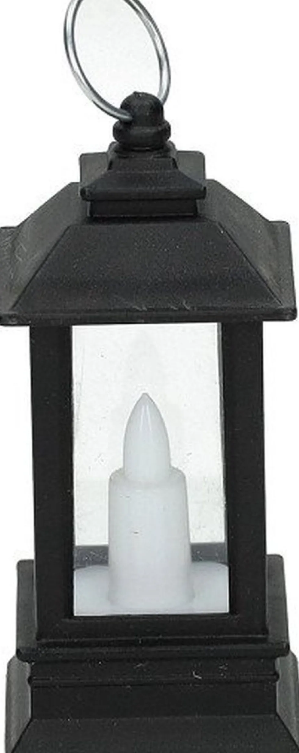 Lantaarn met LED kaars zwart 4,1 x 4,1 x 9 cm