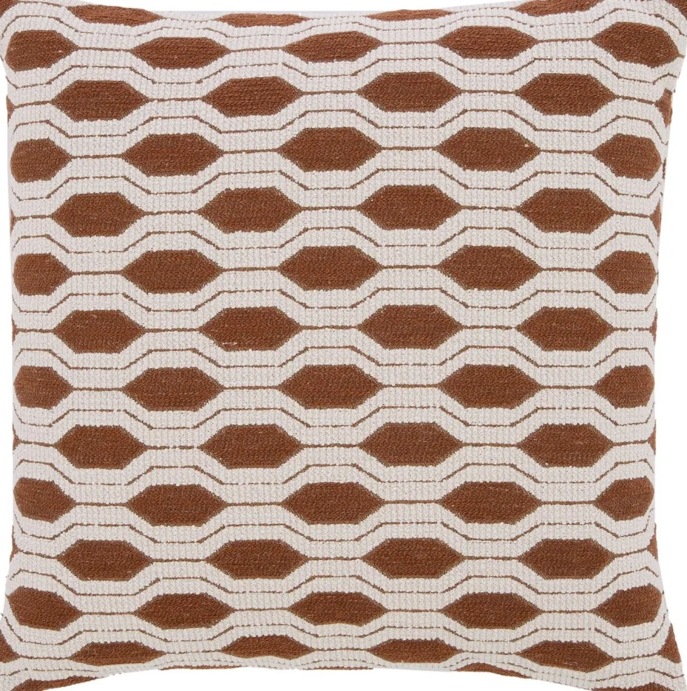 Light & Living sierkussen Renton bruin / wit 45 x 45 cm