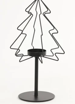Light & Living waxinelichthouder op voet kerstboom zwart D 23 H 47 cm
