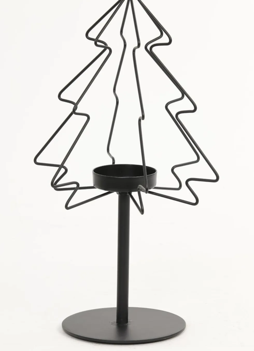 Light & Living waxinelichthouder op voet kerstboom zwart D 23 H 47 cm