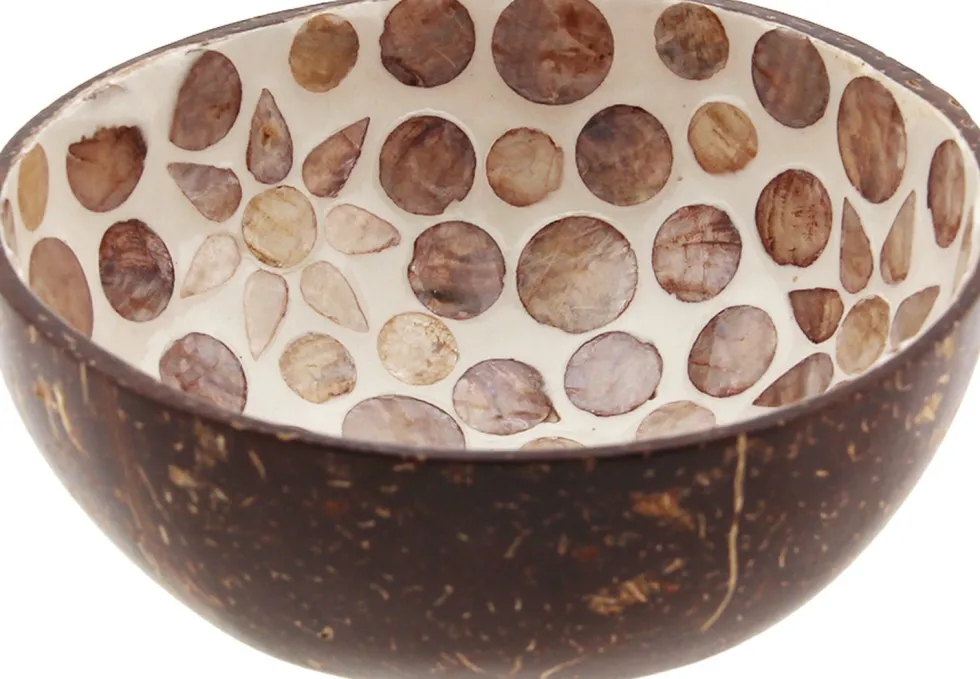 Likes Shopping decoratieschaal Coconut Bowl cirkels beige 15 x 13 x 6 cm