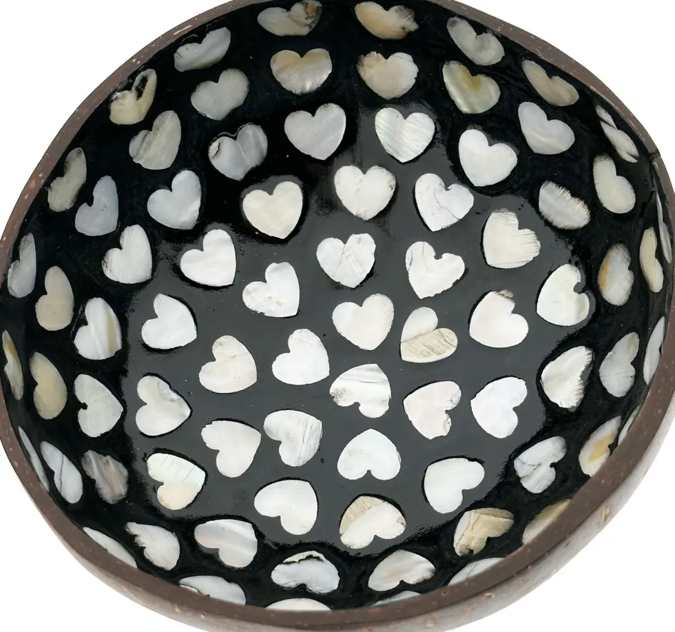 Likes Shopping decoratieschaal Coconut Bowl zwart / wit 15 x 13 x 6 cm