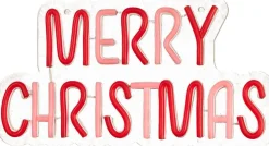 Luca Lighting wandhanger Neon merry christmas rood / wit 33 x 17 x 2 cm