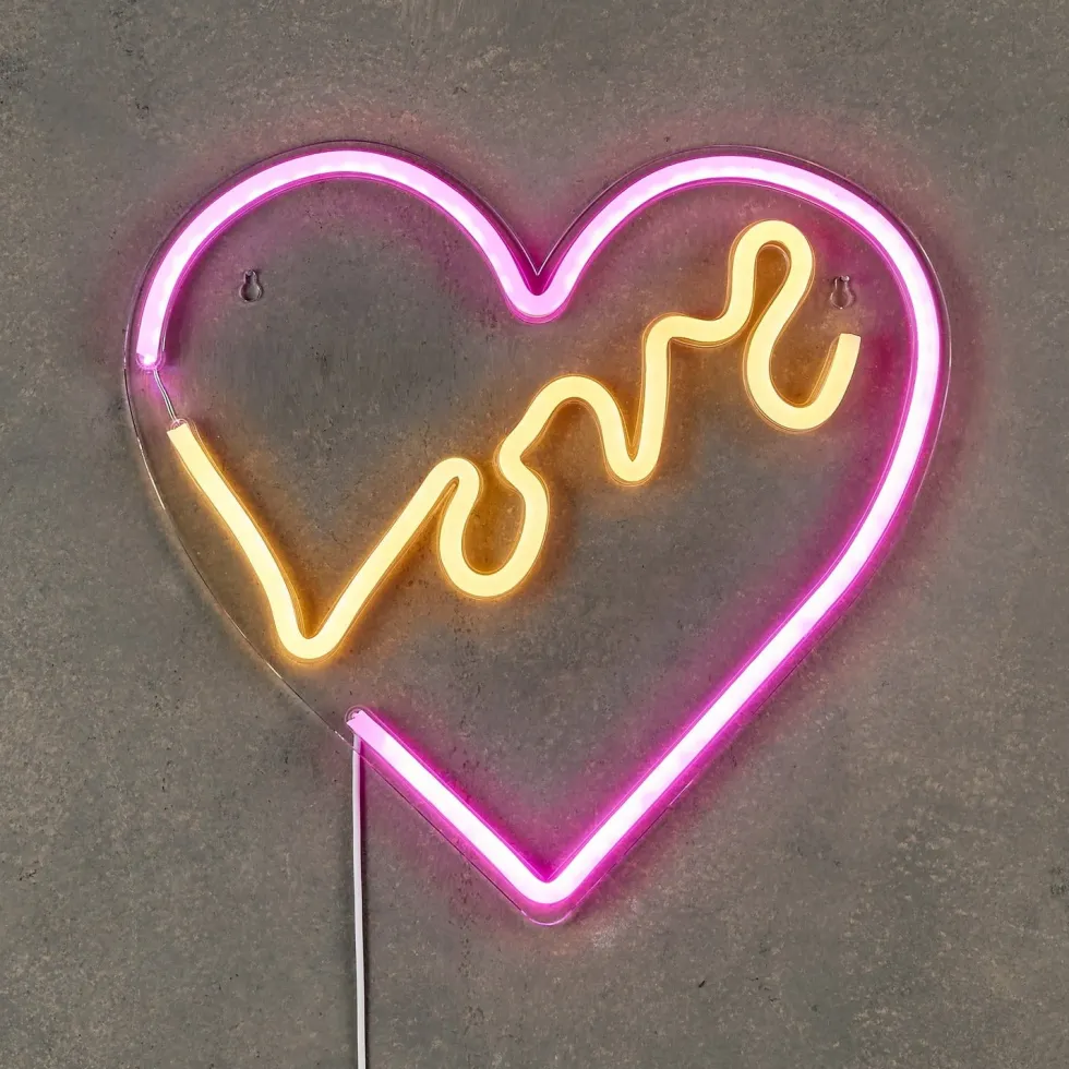 Luca Lighting wandlamp Love roze / geel 31 x 1,5 x 33 cm