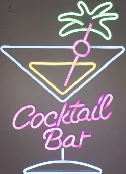 Lumineo wandlamp Cocktail Bar roze / blauw / geel 30 x 42 x 1,6 cm