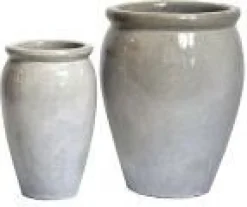 Mega Collections bloempot Delta wit / grijs D 27 H 40 cm