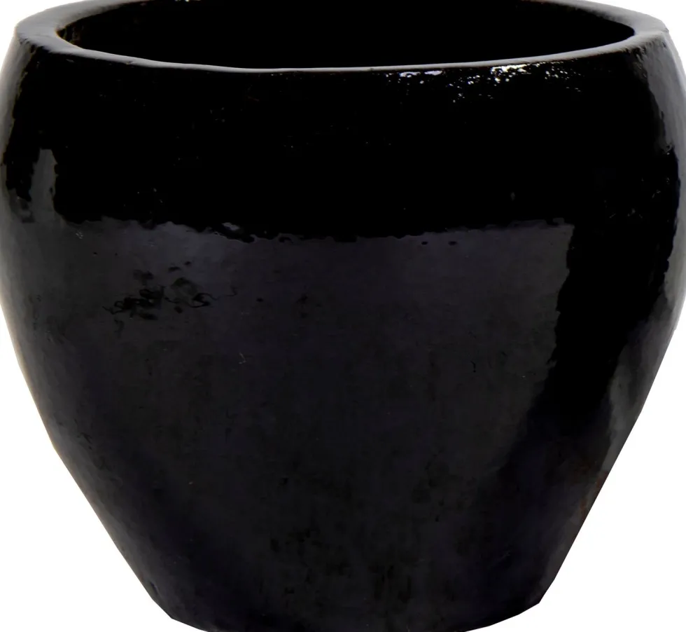 Mega Collections bloempot Glazed zwart D 20 H 18 cm