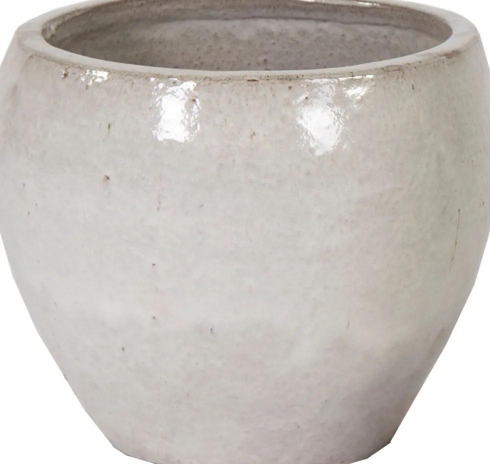 Mega Collections bloempot Glazed wit D 20 H 18 cm