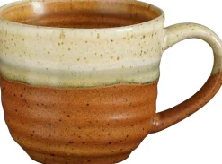 Mica Decorations beker Ethan wit / bruin D 8 H 7 cm